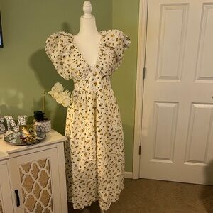 J. Crew White and Yellow Floral Maxi Dress